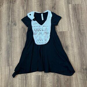 Crochet Swan Unique Quirky Black Dress Sz Small